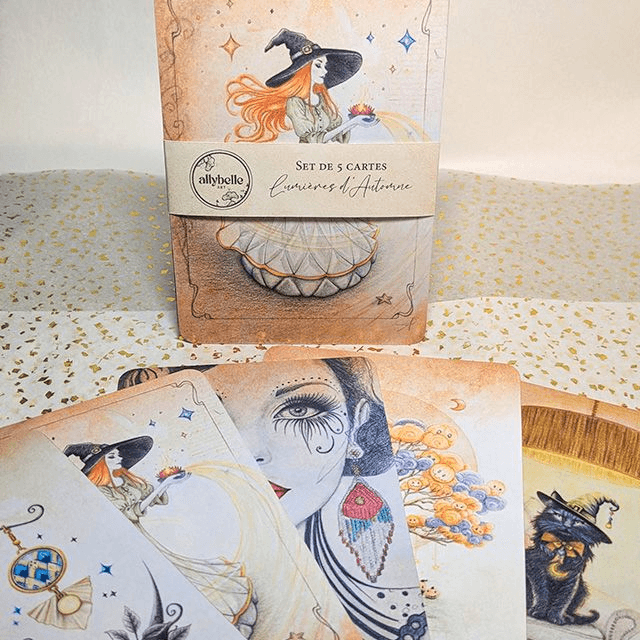 Lot de 5 cartes A6 : "Lumières d'automne"