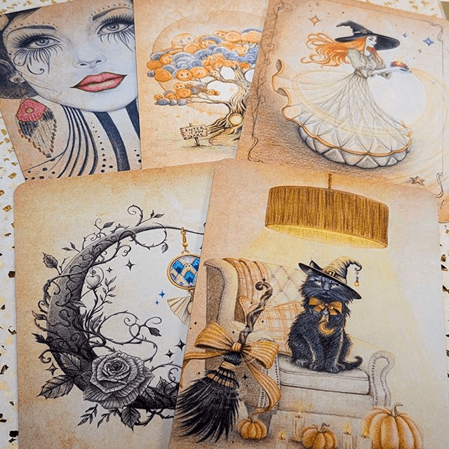Lot de 5 cartes A6 : "Lumières d'automne"