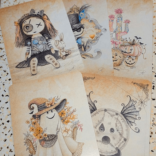 Lot de 5 cartes A6 : "Histoires fantastiques"